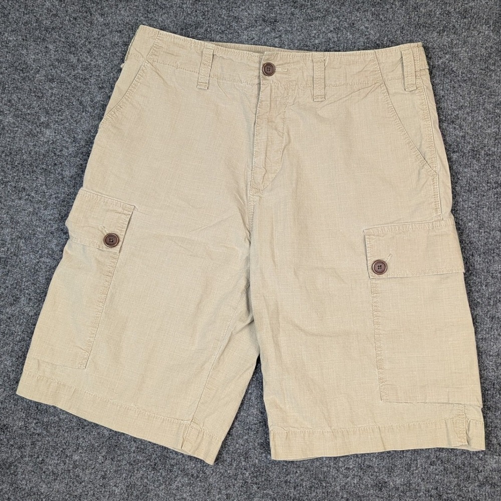 Lacoste Mens Cargo Shorts Size 32 Tan Khaki Crocodile Logo Casual Outdoor
